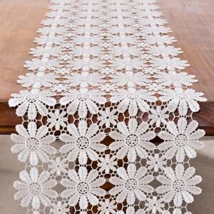 Vetableclothlve White Lace Table Runner for Dresser,Fall Dining Daisy Table Runners 13In*35Inches Tea Coffee Table Doilies,Brunch Buffet Decorations, White, 13IN*35IN/33CM*90CM Vetableclothlve White Lace Table Runner for Dresser,Fall Dining Daisy Table Runners 13In*35Inches Tea Coffee Table Doilies,Brunch Buffet Decorations, White, 13IN*35IN/33CM*90CM