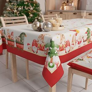 PETTI Artigiani Italiani Stain Resistant Rectangular Christmas Table Cover for Kitchen, Gnome Design X12 Places (140 x 240 cm) 100% Made in Italy PETTI Artigiani Italiani Stain Resistant Rectangular Christmas Table Cover for Kitchen, Gnome Design X12 Places (140 x 240 cm) 100% Made in Italy