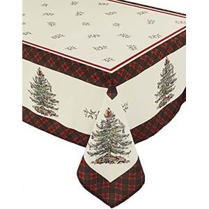Spode Fabric Tablecloth, Holiday Home Decor Christmas Tree Tartan Collection, 52" x 70 Spode Fabric Tablecloth, Holiday Home Decor Christmas Tree Tartan Collection, 52" x 70
