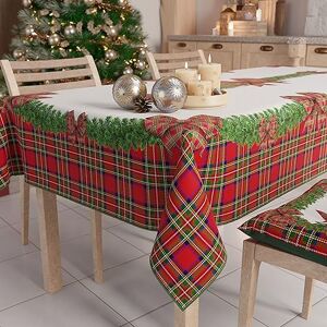 PETTI Artigiani Italiani Stain-Resistant Tablecloth Christmas – 140x450 cm Rectangular Festive Table Cover for Kitchen or Dining Table, Tartan Bow Design – 24 Seats, 100% Made in Italy PETTI Artigiani Italiani Stain-Resistant Tablecloth Christmas – 140x450 cm Rectangular Festive Table Cover for Kitchen or Dining Table, Tartan Bow Design – 24 Seats, 100% Made in Italy