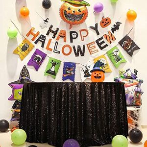 Eternal Beauty Halloween Tablecloth Sequin Tablecloth,Sparkly Table Cloth for Wedding Party, Christmas Decorations Round Glitter Tablecloth (120", Black) Eternal Beauty Halloween Tablecloth Sequin Tablecloth,Sparkly Table Cloth for Wedding Party, Christmas Decorations Round Glitter Tablecloth (120", Black)