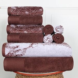 Superior 100% Cotton Marble Effect 10-Piece Towel Set, Solid and Luxurious Marble Jacquard, Super Soft, Plush and Absorbent, 2 Bath Towels, 4 Hand Towels, 4 Wash Cloths Brown Superior 100% Cotton Marble Effect 10-Piece Towel Set, Solid and Luxurious Marble Jacquard, Super Soft, Plush and Absorbent, 2 Bath Towels, 4 Hand Towels, 4 Wash Cloths Brown