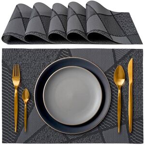 IPEA Elegant American Placemats 45 x 30 cm for Dinner, Lunch, Breakfast 6 Units Washable Placemats, Heat Resistant, Non-Slip, Stain Resistant for Kitchen and Dining Table Black IPEA Elegant American Placemats 45 x 30 cm for Dinner, Lunch, Breakfast 6 Units Washable Placemats, Heat Resistant, Non-Slip, Stain Resistant for Kitchen and Dining Table Black