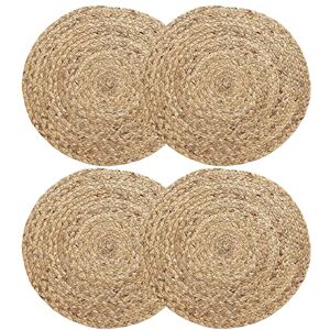 WENFOME Pack of 4 Water Hyacinth Woven Placemats, Round Braided Placemats, Heat-Resistant Non-Slip Woven Handmade Placemats for Dining Table (13.8 inch) WENFOME Pack of 4 Water Hyacinth Woven Placemats, Round Braided Placemats, Heat-Resistant Non-Slip Woven Handmade Placemats for Dining Table (13.8 inch)