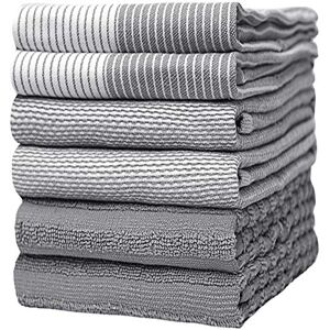 Bumble Towels Bumble Kitchen Hand Dish Tea Towels – Bulk Set of 6 – Luxe, Soft, Durable Ring Spun Cotton with 3 Different Textures – Extra Large 20" x 28" / 50 x 70 cm In Size – Grey Bumble Towels Bumble Kitchen Hand Dish Tea Towels – Bulk Set of 6 – Luxe, Soft, Durable Ring Spun Cotton with 3 Different Textures – Extra Large 20" x 28" / 50 x 70 cm In Size – Grey