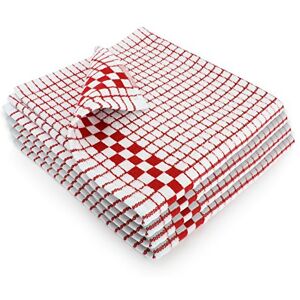 Fecido Classic Kitchen Tea Towels with Hanging Loop Set of 4, Red Fecido Classic Kitchen Tea Towels with Hanging Loop Set of 4, Red