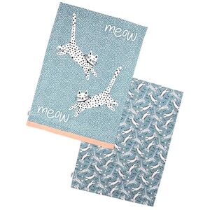 Dexam Blue Recycled Cotton Set of 2 Tea Towels - Tea Towels Dexam Blue Recycled Cotton Set of 2 Tea Towels - Tea Towels