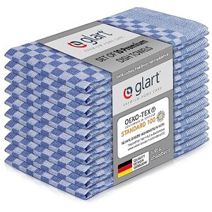 Glart 48SB Set of 10 Kitchen Towels 50x70 cm, 100% Cotton in Blue, OEKO-TEX Standard 100 certified, lint-free, washable, pre-washed for kitchen and dishwashing. Glart 48SB Set of 10 Kitchen Towels 50x70 cm, 100% Cotton in Blue, OEKO-TEX Standard 100 certified, lint-free, washable, pre-washed for kitchen and dishwashing.