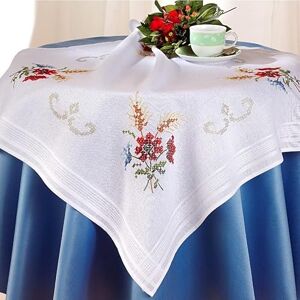 DECO-LINE Floral 80X80CM Printed Tablecloth Embroidery KIT,WHITE DECO-LINE Floral 80X80CM Printed Tablecloth Embroidery KIT,WHITE