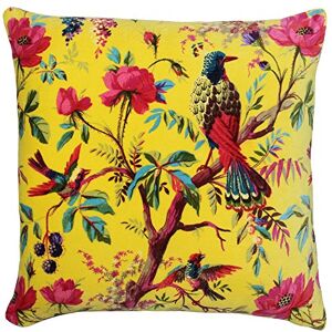 Paoletti Paradise Square Cushion Cover Yellow Colourful Bird Print Velvet Feel Cotton Fabric (50 x 50 cm, Pack of 1) Paoletti Paradise Square Cushion Cover Yellow Colourful Bird Print Velvet Feel Cotton Fabric (50 x 50 cm, Pack of 1)