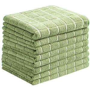 HYER KITCHEN Microfiber Dish Towels Soft, Super Absorbent and Lint Free Kitchen Towels Pack of 8 (Green with Grid Pattern), 26" x 18 HYER KITCHEN Microfiber Dish Towels Soft, Super Absorbent and Lint Free Kitchen Towels Pack of 8 (Green with Grid Pattern), 26" x 18