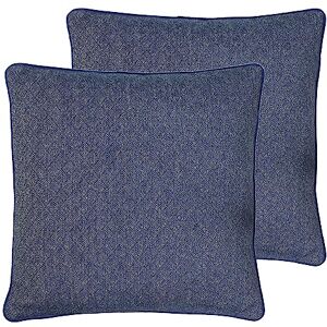 Paoletti Blenheim Geometric Feather Filled Cushion Twin Pack, Navy, 45 x 45cm Paoletti Blenheim Geometric Feather Filled Cushion Twin Pack, Navy, 45 x 45cm