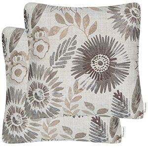 Mika Home Pack of 2 Decorative Throw Pillows Cases Cushion Cover for Sofa Couch Bed,Sunflower Pattern,20x20 Inches,Grey Cream Mika Home Pack of 2 Decorative Throw Pillows Cases Cushion Cover for Sofa Couch Bed,Sunflower Pattern,20x20 Inches,Grey Cream
