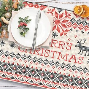 CREARREDA Christmas Placemats, Set of 4 PVC Breakfast Placemats, 48 x 33 cm, Non-Slip, Washable, Dirt-Resistant, Heat Resistant, Made in Italy CREARREDA Christmas Placemats, Set of 4 PVC Breakfast Placemats, 48 x 33 cm, Non-Slip, Washable, Dirt-Resistant, Heat Resistant, Made in Italy