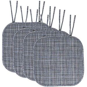 Sweet Home Collection Chair Cushion Memory Foam Pads with Ties Honeycomb Pattern Slip Non Skid Rubber Back Rounded Square 16" x 16" Seat Cover, 4 Pack, Aria Blue/Black Sweet Home Collection Chair Cushion Memory Foam Pads with Ties Honeycomb Pattern Slip Non Skid Rubber Back Rounded Square 16" x 16" Seat Cover, 4 Pack, Aria Blue/Black