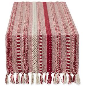DII Farmhouse Braided Stripe Table Runner Collection, 15x108 (15x113, Fringe Included), Wine DII Farmhouse Braided Stripe Table Runner Collection, 15x108 (15x113, Fringe Included), Wine