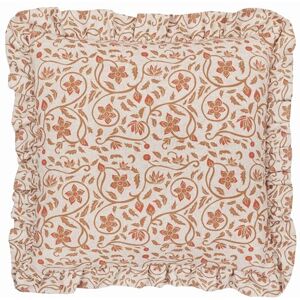 Seventy Three Linen Filigree Printed Ruffle Polyester Filled Cushion Linen/Ochre 50x50cm Seventy Three Linen Filigree Printed Ruffle Polyester Filled Cushion Linen/Ochre 50x50cm