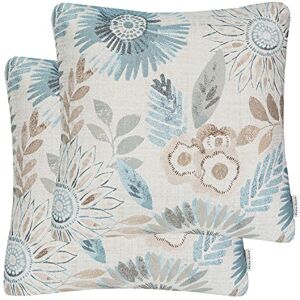 Mika Home Pack of 2 Decorative Throw Pillows Cases Cushion Cover for Sofa Couch Bed,Sunflower Pattern,20x20 Inches,Blue Cream Mika Home Pack of 2 Decorative Throw Pillows Cases Cushion Cover for Sofa Couch Bed,Sunflower Pattern,20x20 Inches,Blue Cream
