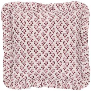 furn. Lulah Block Printed Ruffle Cushion Cover Linen/Red 45x45cm furn. Lulah Block Printed Ruffle Cushion Cover Linen/Red 45x45cm