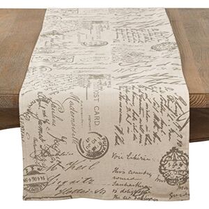 SARO LIFESTYLE Vintage Script Print Design Table Runner - Table Runner SARO LIFESTYLE Vintage Script Print Design Table Runner - Table Runner
