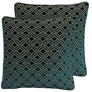 Paoletti Avenue Twin Pack Feather Filled Cushions, Teal, 45 x 45cm Paoletti Avenue Twin Pack Feather Filled Cushions, Teal, 45 x 45cm
