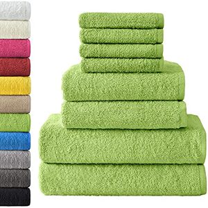 NatureMark 8-Piece Terry Towel Set 100% Cotton Soft & Absorbent 4 Guest Towels (30 x 50 cm), 2 Hand Towels (50 x 100 cm), 2 Bath Towels (70 x 140 cm) Apple Green NatureMark 8-Piece Terry Towel Set 100% Cotton Soft & Absorbent 4 Guest Towels (30 x 50 cm), 2 Hand Towels (50 x 100 cm), 2 Bath Towels (70 x 140 cm) Apple Green