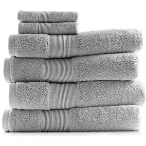 Hearth & Harbor 100% Ring Spun Cotton Bath Towels for bathroom Luxury Bathroom Towels Ultra Soft & Highly Absorbent Bath Towels Set, 6 Piece Set (4 Bath Towels, 2 Washcloths) Silver Hearth & Harbor 100% Ring Spun Cotton Bath Towels for bathroom Luxury Bathroom Towels Ultra Soft & Highly Absorbent Bath Towels Set, 6 Piece Set (4 Bath Towels, 2 Washcloths) Silver