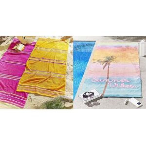Catherine Lansfield Summer Vibes and Rainbow Rose Beach Towel Set of 3 Catherine Lansfield Summer Vibes and Rainbow Rose Beach Towel Set of 3
