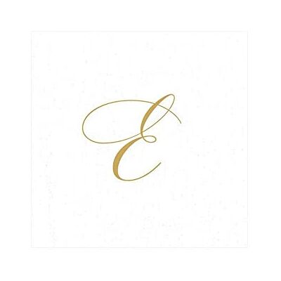 Caspari " Signature Gold Initial E Paper Linen Cocktail Napkins, White Pearl, Pack of 30 Caspari " Signature Gold Initial E Paper Linen Cocktail Napkins, White Pearl, Pack of 30