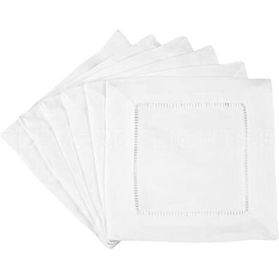 CleverDelights 12 White 100% Cotton Hemstitch Cocktail Napkins – 6 x 6 Ladder Hemstitch Cloth Beverage Napkins – 100% Cotton 6 Inch Coaster by CleverDelights 12 White 100% Cotton Hemstitch Cocktail Napkins – 6 x 6 Ladder Hemstitch Cloth Beverage Napkins – 100% Cotton 6 Inch Coaster by