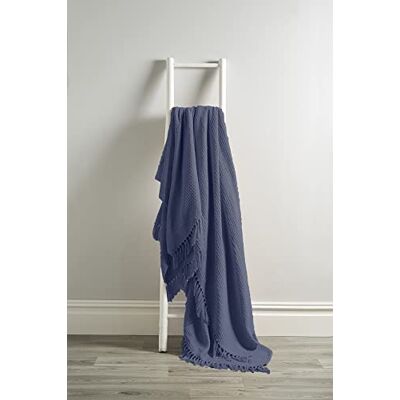 Olivia Rocco Lisbon Throw 100% Cotton Plain Honeycomb Sofa Bed Chair Cover Throws Tasselled Decorative Blanket, 178 x 254 cm (70" x 100") Navy Olivia Rocco Lisbon Throw 100% Cotton Plain Honeycomb Sofa Bed Chair Cover Throws Tasselled Decorative Blanket, 178 x 254 cm (70" x 100") Navy