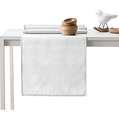 AmeliaHome Table Runner Set 35 x 300 cm and 115 x 300 cm Lotus Effect Water-Repellent Snakeskin Pattern White Vesta AmeliaHome Table Runner Set 35 x 300 cm and 115 x 300 cm Lotus Effect Water-Repellent Snakeskin Pattern White Vesta