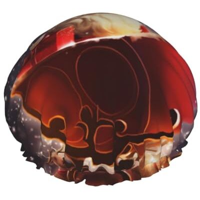 kkvhhyuo Large Waterproof Shower Cap with Adjustable Elastic Band Christmas Magic Print Shower Cap Hair Cover For Women Spa Bathing Swimming Makeup Travel, One Size kkvhhyuo Large Waterproof Shower Cap with Adjustable Elastic Band Christmas Magic Print Shower Cap Hair Cover For Women Spa Bathing Swimming Makeup Travel, One Size