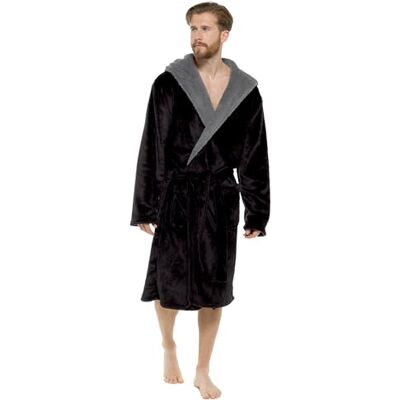 Undercover Men's Soft Fleece Hooded Dressing Gown – Warm & Cosy Bathrobe Undercover Men's Soft Fleece Hooded Dressing Gown – Warm & Cosy Bathrobe