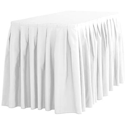 LinenTablecloth LTC LINENS 14 ft. Accordion Pleat Polyester Table Skirt White LinenTablecloth LTC LINENS 14 ft. Accordion Pleat Polyester Table Skirt White