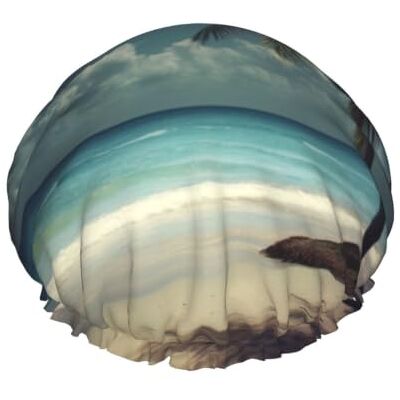 kkvhhyuo Large Waterproof Shower Cap with Adjustable Elastic Band Tropical Beach Palm Tree With Full Moon Print Shower Cap Hair Cover For Women Spa Bathing Swimming Makeup Travel, One Size kkvhhyuo Large Waterproof Shower Cap with Adjustable Elastic Band Tropical Beach Palm Tree With Full Moon Print Shower Cap Hair Cover For Women Spa Bathing Swimming Makeup Travel, One Size