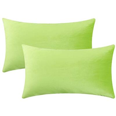 Jeneoo Set of 2 Comfy Soft Velvet Lumbar Throw Pillow Covers for Sofa Couch, Decorative Solid Rectangle Cushion Cases for Bedroom Car (12 x 20 Inches, Lime Green) Jeneoo Set of 2 Comfy Soft Velvet Lumbar Throw Pillow Covers for Sofa Couch, Decorative Solid Rectangle Cushion Cases for Bedroom Car (12 x 20 Inches, Lime Green)