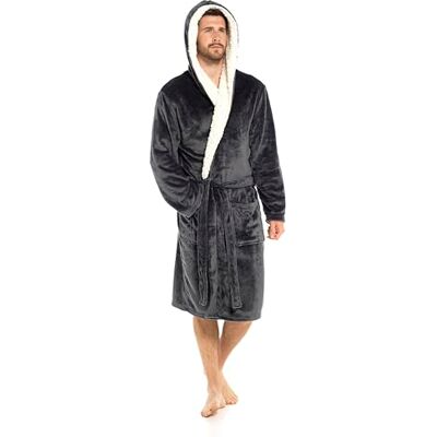 Undercover Men's Soft Fleece Hooded Dressing Gown – Warm & Cosy Bathrobe Undercover Men's Soft Fleece Hooded Dressing Gown – Warm & Cosy Bathrobe