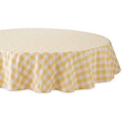 DII Checkered Tabletop Collection 100% Cotton, Machine Washable, Tablecloth, 70" Round, Yellow DII Checkered Tabletop Collection 100% Cotton, Machine Washable, Tablecloth, 70" Round, Yellow