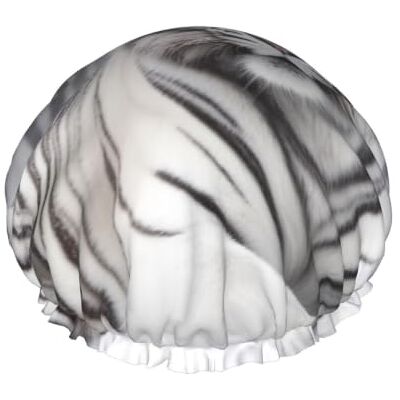 kkvhhyuo Large Waterproof Shower Cap with Adjustable Elastic Band The Wild White Tiger Print Shower Cap Hair Cover For Women Spa Bathing Swimming Makeup Travel, One Size kkvhhyuo Large Waterproof Shower Cap with Adjustable Elastic Band The Wild White Tiger Print Shower Cap Hair Cover For Women Spa Bathing Swimming Makeup Travel, One Size