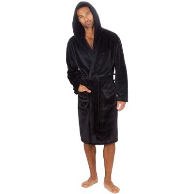 Undercover Men's Soft Fleece Hooded Dressing Gown – Warm & Cosy Bathrobe Undercover Men's Soft Fleece Hooded Dressing Gown – Warm & Cosy Bathrobe