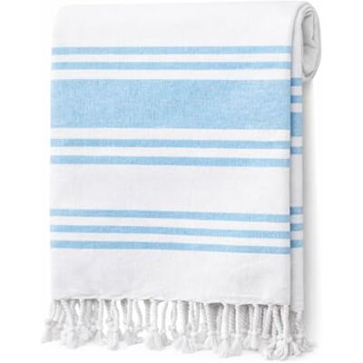 Adore Home Large Hammam Beach Towel Striped Turkish Style Fouta Peshtemal Cotton, Rio Stripe Turquoise Adore Home Large Hammam Beach Towel Striped Turkish Style Fouta Peshtemal Cotton, Rio Stripe Turquoise