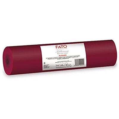 FATO , Table Runner, Fabric Effect, Size 0.4 x 24 m, Cut Every 1.20 m, Pack of 20 Runners, Dry Paper, Airlaid, Burgundy FATO , Table Runner, Fabric Effect, Size 0.4 x 24 m, Cut Every 1.20 m, Pack of 20 Runners, Dry Paper, Airlaid, Burgundy