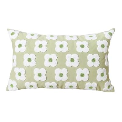 DECOBIRD Green Home Decor Floral Loop Embroidery Lumbar Throw Pillow Cover 12x20 Inch Solid Color Canvas Backside, Durable Boho Soft Cushion Cover 30x50cm, 1 Piece DECOBIRD Green Home Decor Floral Loop Embroidery Lumbar Throw Pillow Cover 12x20 Inch Solid Color Canvas Backside, Durable Boho Soft Cushion Cover 30x50cm, 1 Piece
