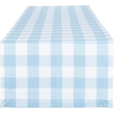DII Buffalo Check Collection Classic Tabletop, Table Runner, 14x108, Light Blue & White DII Buffalo Check Collection Classic Tabletop, Table Runner, 14x108, Light Blue & White
