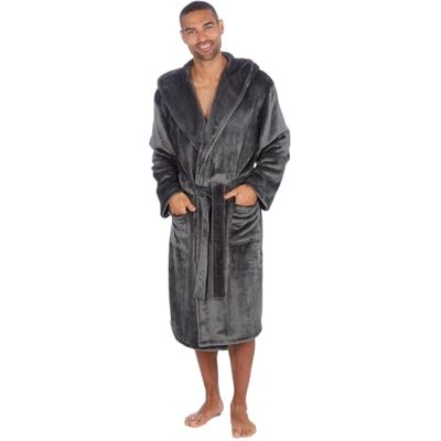Undercover Men's Soft Fleece Hooded Dressing Gown – Warm & Cosy Bathrobe Undercover Men's Soft Fleece Hooded Dressing Gown – Warm & Cosy Bathrobe