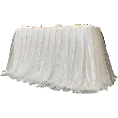 HUDFVIOI Tulle Table Skirts Tulle Starry Table Skirts Tutu Skirt For Wedding Birthday Party Decoration Tablecloth(White,75x500CM) HUDFVIOI Tulle Table Skirts Tulle Starry Table Skirts Tutu Skirt For Wedding Birthday Party Decoration Tablecloth(White,75x500CM)