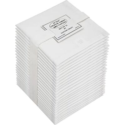 Craft 24 Pack Cocktail Napkins 12x12 White -100% Cotton -Tailored with Mitered Corners and a Generous Hem Craft 24 Pack Cocktail Napkins 12x12 White -100% Cotton -Tailored with Mitered Corners and a Generous Hem