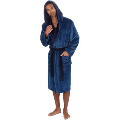 Undercover Men's Soft Fleece Hooded Dressing Gown – Warm & Cosy Bathrobe Undercover Men's Soft Fleece Hooded Dressing Gown – Warm & Cosy Bathrobe