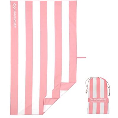 Lifeventure Quick Dry Beach Towel Sand Free, Lightweight & Compact Microfibre Travel Towel with Carry Bag Anti-Odour, 100% Recycled Large 150x90cm, Pink Stripe Lifeventure Quick Dry Beach Towel Sand Free, Lightweight & Compact Microfibre Travel Towel with Carry Bag Anti-Odour, 100% Recycled Large 150x90cm, Pink Stripe
